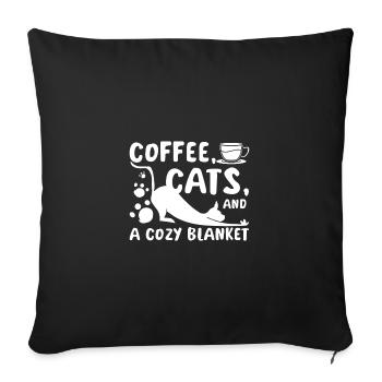 Coffee, cats, and cozy blanket - Sofa pillowcase 17,3'' x 17,3'' (45 x 45 cm) - black - Front