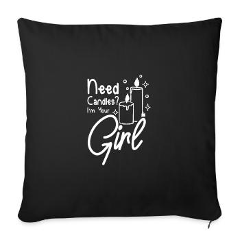 Besoin de bougies, je suis ta fille, fabrication de bougies - Housse de coussin décorative 45 x 45 cm - noir - Devant