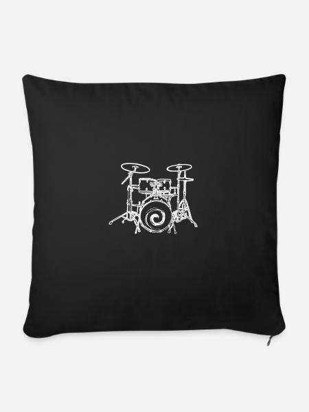 Drawn painted drum set - Sofakissenbezug 45 x 45 cm - Schwarz