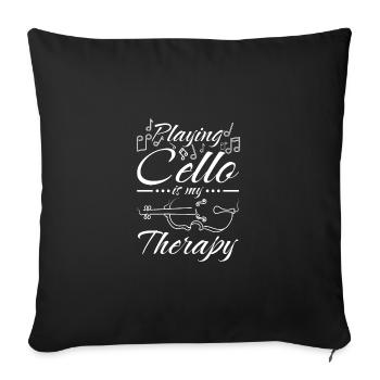 Playing cello is my therapy - Sofa pillowcase 17,3'' x 17,3'' (45 x 45 cm) - black - Front