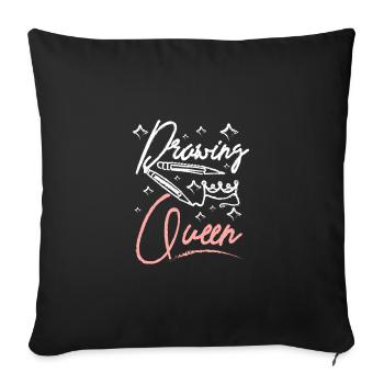 Artist Girl Drawing Queen - Sofakissenbezug 45 x 45 cm - Schwarz - Vorne