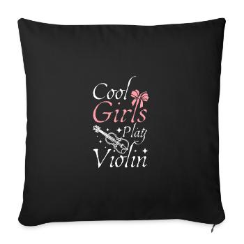 violinist Cool girls play violin - Sofa pillowcase 17,3'' x 17,3'' (45 x 45 cm) - black - Front