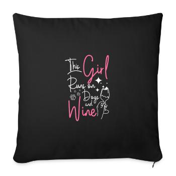 Cette fille carbure aux chiens et au vin - Housse de coussin décorative 45 x 45 cm - noir - Devant
