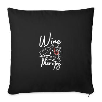 La vinification est ma thérapie - Housse de coussin décorative 45 x 45 cm - noir - Devant