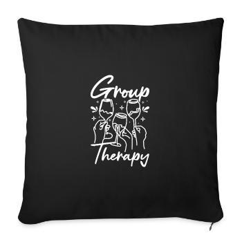 Thérapie de groupe pour la consommation de vin - Housse de coussin décorative 45 x 45 cm - noir - Devant