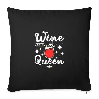 Fille femmes reine de la vinification - Housse de coussin décorative 45 x 45 cm - noir - Devant
