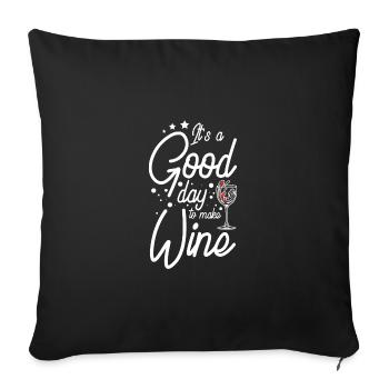 Vinification : c’est une bonne journée pour faire du vin - Housse de coussin décorative 45 x 45 cm - noir - Devant