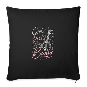Des filles cool jouent du banjo - Housse de coussin décorative 45 x 45 cm - noir - Devant
