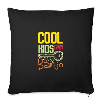 Musiciens, enfants, cool, gamins jouent du banjo - Housse de coussin décorative 45 x 45 cm - noir - Devant