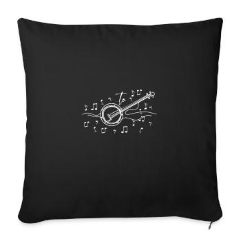 Drawn sketched and painted music notes banjo - Sofa pillowcase 17,3'' x 17,3'' (45 x 45 cm) - black - Front