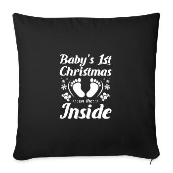 Devenir maman ou maman, le 1er Noël de bébé - Housse de coussin décorative 45 x 45 cm - noir - Devant