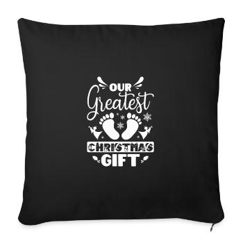 Becoming Mom & Dad, our greatest christmas gift - Sofa pillowcase 17,3'' x 17,3'' (45 x 45 cm) - black - Front