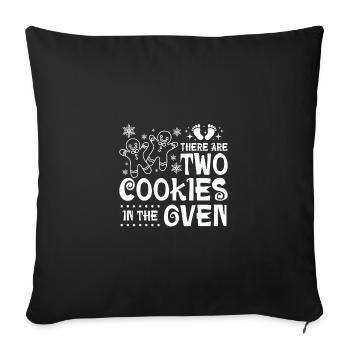 Jumeaux de Noël, il y a deux biscuits dans le four - Housse de coussin décorative 45 x 45 cm - noir - Devant