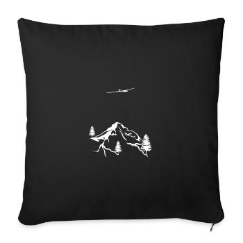 Drawn Glider Flight Mountains Sailplane Pilot - Sofa pillowcase 17,3'' x 17,3'' (45 x 45 cm) - black - Front