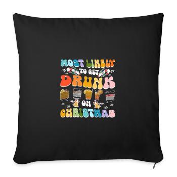 Les plus susceptibles de se saouler à Noël - Housse de coussin décorative 45 x 45 cm - noir - Devant