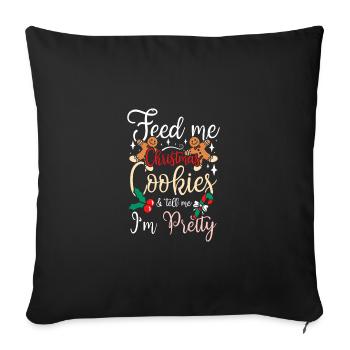 Nourrissez-moi des biscuits de Noël et dites-moi que je suis jolie - Housse de coussin décorative 45 x 45 cm - noir - Devant