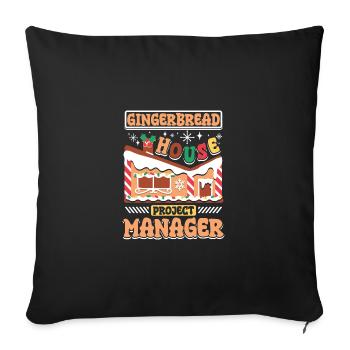 Chef de projet maison en pain d’épices - Housse de coussin décorative 45 x 45 cm - noir - Devant