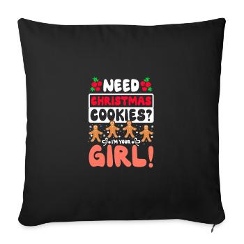 Besoin de biscuits de Noël ? Je suis ta fille ! - Housse de coussin décorative 45 x 45 cm - noir - Devant