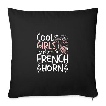 Cool girls play french horn - Sofa pillowcase 17,3'' x 17,3'' (45 x 45 cm) - black - Front
