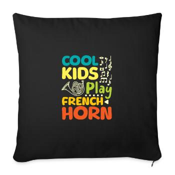Musician children, cool kids play french horn - Sofa pillowcase 17,3'' x 17,3'' (45 x 45 cm) - black - Front