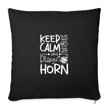 Restez calme et jouez du cor français - Housse de coussin décorative 45 x 45 cm - noir - Devant