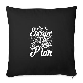 Mon plan d’évasion, jouer du cor français - Housse de coussin décorative 45 x 45 cm - noir - Devant