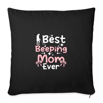 Fête des mères meilleure pêche à la terre bip maman jamais - Housse de coussin décorative 45 x 45 cm - noir - Devant