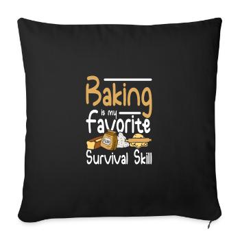 La pâtisserie est ma compétence de survie préférée - Housse de coussin décorative 45 x 45 cm - noir - Devant
