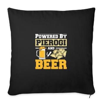 Propulsé par des pierogi et de la bière - Housse de coussin décorative 45 x 45 cm - noir - Devant