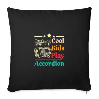Children Cool kids play accordion - Sofa pillowcase 17,3'' x 17,3'' (45 x 45 cm) - black - Front