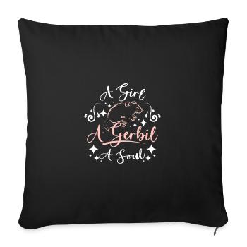 A girl a gerbil a soul - Sofa pillowcase 17,3'' x 17,3'' (45 x 45 cm) - black - Front
