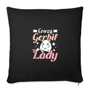 Crazy gerbil lady - Sofa pillowcase 17,3'' x 17,3'' (45 x 45 cm) - black - Front
