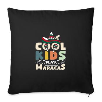 For children cool kids play maracas - Sofa pillowcase 17,3'' x 17,3'' (45 x 45 cm) - black - Front