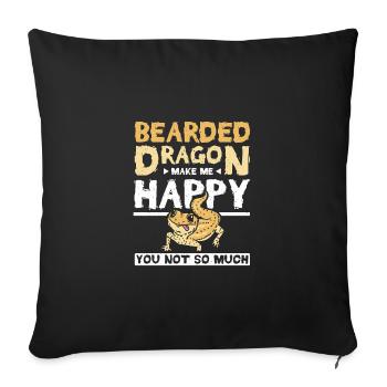 Dragon barbu me rend heureux toi pas tellement - Housse de coussin décorative 45 x 45 cm - noir - Devant