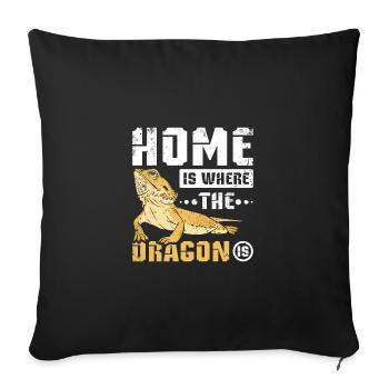 La maison est là où se trouve le dragon barbu - Housse de coussin décorative 45 x 45 cm - noir - Devant