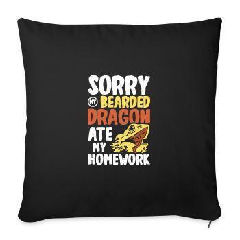 Désolé que mon dragon barbu ait mangé mes devoirs - Housse de coussin décorative 45 x 45 cm - noir - Devant