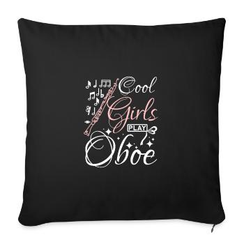 Cool girls play oboe - Sofa pillowcase 17,3'' x 17,3'' (45 x 45 cm) - black - Front