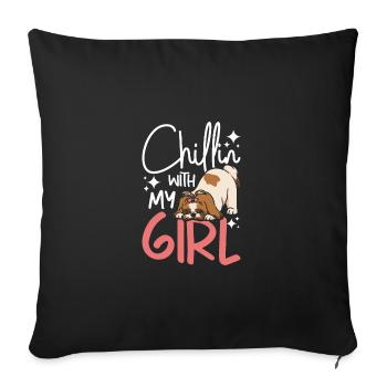 Chillin avec ma fille Shih Tzu - Housse de coussin décorative 45 x 45 cm - noir - Devant