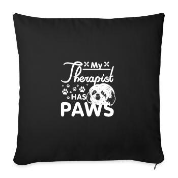 Mon thérapeute a des pattes Shih Tzu - Housse de coussin décorative 45 x 45 cm - noir - Devant