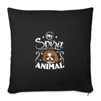 Shih tzu est mon animal spirituel - Housse de coussin décorative 45 x 45 cm - noir - Devant
