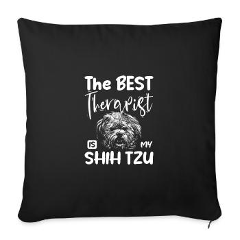 The best therapist is my shih tzu - Sofa pillowcase 17,3'' x 17,3'' (45 x 45 cm) - black - Front