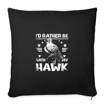 Falconer I'd rather be with my hawk - Sofakissenbezug 45 x 45 cm - Schwarz - Vorne