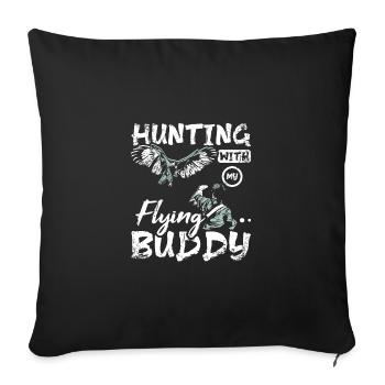 Hunting with my flying buddy Falconer - Sofa pillowcase 17,3'' x 17,3'' (45 x 45 cm) - black - Front