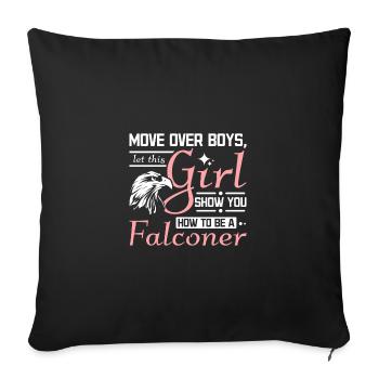 Let this girl show you how to be a Falconer - Sofa pillowcase 17,3'' x 17,3'' (45 x 45 cm) - black - Front