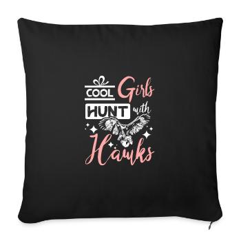 Cool girls hunt with hawks Falconer - Sofa pillowcase 17,3'' x 17,3'' (45 x 45 cm) - black - Front