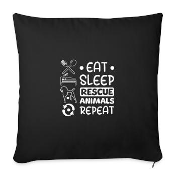 Eat sleep rescue animals repeat - Sofakissenbezug 45 x 45 cm - Schwarz - Vorne