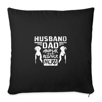 Husband dad animal rescuer hero - Sofa pillowcase 17,3'' x 17,3'' (45 x 45 cm) - black - Front