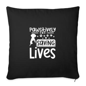 Sauvetage d'animaux Pawsitivement, sauver des vies - Housse de coussin décorative 45 x 45 cm - noir - Devant