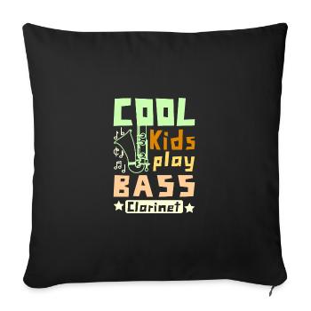 For children Cool Kids play bass clarinet - Sofa pillowcase 17,3'' x 17,3'' (45 x 45 cm) - black - Front