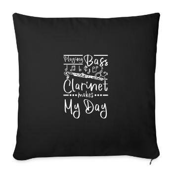 Jouer de la clarinette basse fait ma journée - Housse de coussin décorative 45 x 45 cm - noir - Devant